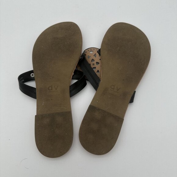 Dolce Vita Womens Size 8 Black Leather Sandals Studded Cutout Design Tan Soles - Picture 3 of 4